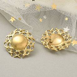 Ионное покрытие (ip) плоские круглые серьги-гвоздики из нержавеющей стали 304 для женщин&nbsp;EJEW-M089-05G