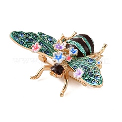 Abeja con broches esmaltados de flores&nbsp;RB-CBAC813-01G-02
