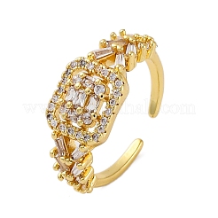 Кольца-манжеты для женщин с покрытием из латуни с микропаве из прозрачного кубического циркония&nbsp;RJEW-M028-94G