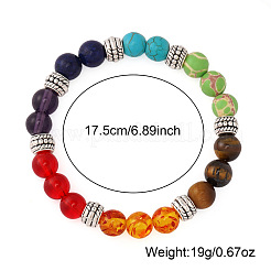 7 Chakra-Edelstein- und Legierungs-Rundperlen-Stretcharmband&nbsp;TK2195