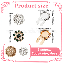 4 bouton de manchette en alliage de strass de 2 couleurs&nbsp;DIY-NB0013-80B