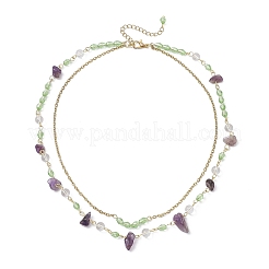Collane a doppio strato con catena a maglie fatte a mano in acciaio inossidabile 304&nbsp;NJEW-JN05363-02