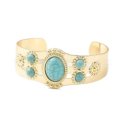 Bracelet manchette ouvert perlé ovale en résine&nbsp;LS-BJEW-F452-01B