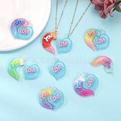 10 ensembles de pendentifs en résine opaque de couleur dégradée&nbsp;RESI-SZ0001-91G