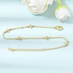 Armbänder aus Messing mit Mikropavé-Fassung und klaren Zirkonia in Sternform&nbsp;KK-CBAED06-05G
