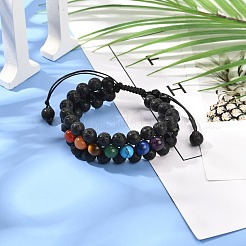 Bracelet homme perles tressées 3 rang&nbsp;BJEW-JB06960-04