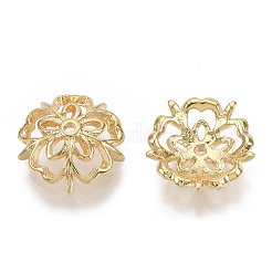Cappucci con perline fantasia in ottone a 5 petalo&nbsp;X-KK-F727-85G-NF