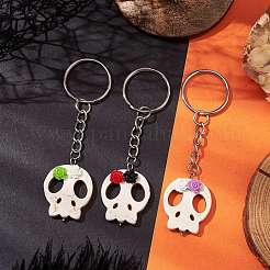 Llavero calavera resina turquesa sintética y flor&nbsp;KEYC-JKC00844