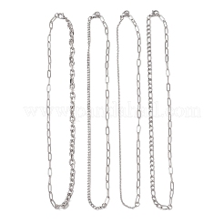 4 juego de collar de cadena mixta de acero inoxidable 304 de 4 estilos&nbsp;NJEW-JN05982
