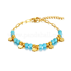 Плоские круглые браслеты из нержавеющей стали с подвесками&nbsp;KM5058-2