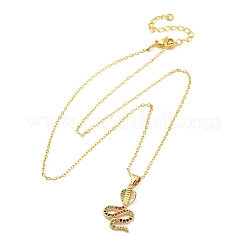 Латунные микропаве цветные кубические цирконии ожерелья с подвеской в виде змеи&nbsp;LS-NJEW-S438-02H-G