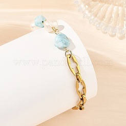 Bracelets en pépites de larimar naturel et perles&nbsp;BJEW-JB14436-01