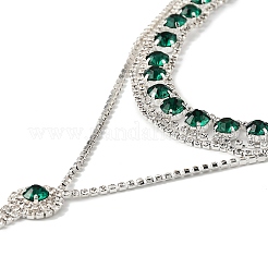 Латунные ожерелья с кисточками и круглыми плоскими стразами для женщин&nbsp;NJEW-M104-01S-01