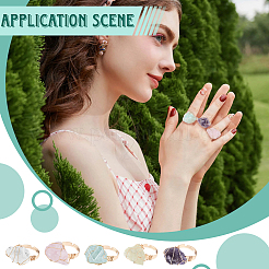 5 stücke 5 arten natürliche gelbe quarz & fluorit & rose quarz & amethyst & quarz kristall einstellbare finger ringe&nbsp;RJEW-FG0001-02