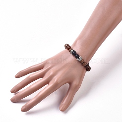 Bracelets réglables en perles tressées en agate noire naturelle givrée (teintes)&nbsp;BJEW-JB04840-02