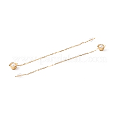 Fiore con orecchini pendenti lunghi con perle di plastica&nbsp;EJEW-A067-08G