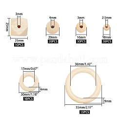 Perline cubo sfaccettate in legno non finite&nbsp;WOOD-PH0009-29-LF