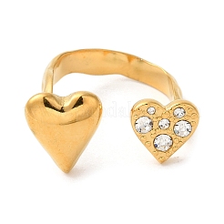 Открытые манжетные кольца из нержавеющей стали 304 с микропаве из кубического циркония&nbsp;RJEW-S415-01G-01