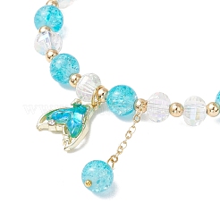 4шт латунные стеклянные бусины эластичные браслеты&nbsp;BJEW-JB11769-01