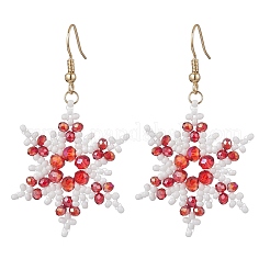 Серьги-подвески в форме снежинок из нержавеющей стали 304&nbsp;EJEW-MZ00537-03