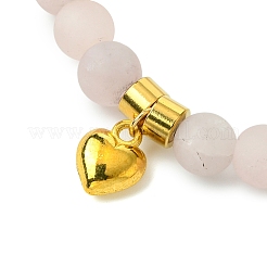 Braccialetti elastici in perle di quarzo rosa naturale per le donne&nbsp;BJEW-JB11351-01