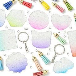 Наборы для изготовления брелоков с кисточками из акрилового диска своими руками&nbsp;DIY-FS0006-01C