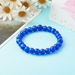 Bracelets extensibles faits à la main avec des perles de verre en feuille d'argent&nbsp;BJEW-JB06464