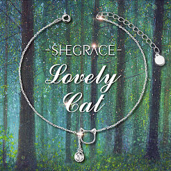 925 cavigliera con ciondolo a forma di gattino in argento sterling&nbsp;JA90A