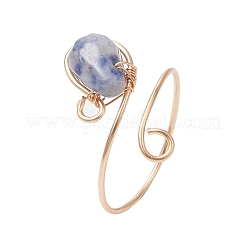 Открытые кольца-манжеты со смешанными синтетическими и натуральными драгоценными камнями в форме каплевидной формы RJEW-JR00688