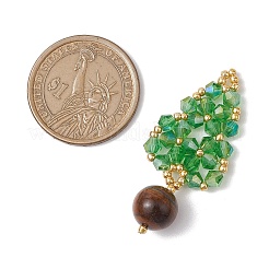 Pendentifs tissés en œil de tigre naturel et perles de verre&nbsp;PALLOY-MZ00364-03