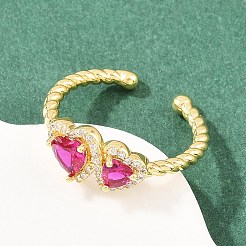 Латунные микропаве кубические цирконии манжеты открытые кольца для женщин&nbsp;RJEW-C153-04G