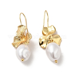 Серьги с подвесками из искусственного жемчуга EJEW-F288-21G