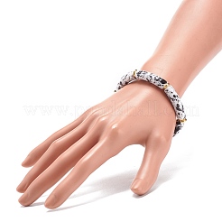 Braccialetto elastico con perline in tubo curvo acrilico&nbsp;BJEW-JB08443-02