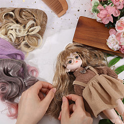 3 stücke 3 farben pp puppe perücke lange lockige haar&nbsp;DIY-GL0006-21A