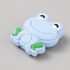 Экологичные силиконовые фокусные бусины в форме лягушки&nbsp;LS-SIL-WH0006-29D