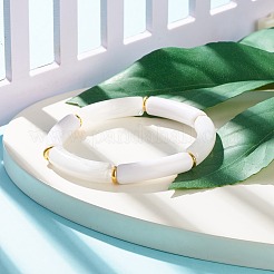 Bracciale elasticizzato con perline in tubo curvo in acrilico bicolore&nbsp;BJEW-JB07971-01