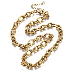 Ожерелья из текстурированной цепочки из нержавеющей стали 304 NJEW-R023-10G