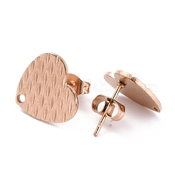 Accesorios para pendientes de botón de acero inoxidable 304 con forma de corazón y revestimiento iónico (IP)&nbsp;EJEW-O104-11RG