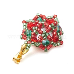 Colgantes de cuentas de semillas y rhinestone de vidrio navideño&nbsp;PALLOY-MZ00252