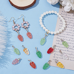 100 шт. стеклянные подвески с градиентным рисунком в виде листьев&nbsp;PALLOY-AR00028