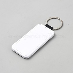 Porte-clés pendentif rectangulaires en alliage de zinc et cuir PU&nbsp;LS-STAS-WH20007-10