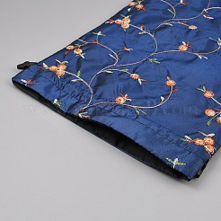 Вышитые цветы мешковина упаковочные мешочки сумки на шнурке&nbsp;LS-ABAG-WH0048-39B