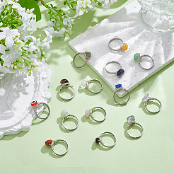 14 шт. 14 стиля: кольца из нержавеющей стали 304 с драгоценными камнями и защитой от сглаза из смолы&nbsp;NJEW-WR00012