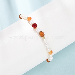 Bracelets en copeaux de cornaline naturelle et perles de riz naturelles&nbsp;GG-CBA3297-13G-A