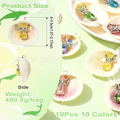 10 шт. 10-цветные подвески в виде ангела из ракушки и сплава из стекла&nbsp;PALLOY-CJ00051