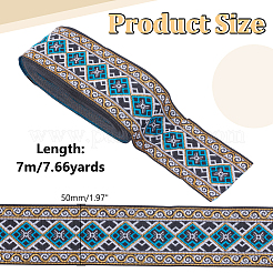 Rubans jacquards en polyester à losanges de style ethnique de 7 m&nbsp;SRIB-WH0011-287