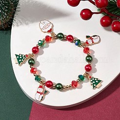Charm-Armbänder aus Emaille mit Weihnachtsmann-Christbaumschmuck&nbsp;X1-BJEW-TA00465