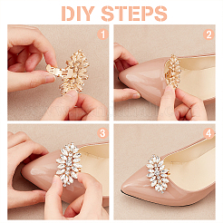 4 шт. 2-цветное украшение для обуви из сплава со стразами&nbsp;AJEW-PH0004-48