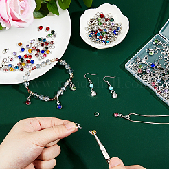 Наборы для самостоятельного изготовления плоских круглых подвесок из сплава со стразами&nbsp;DIY-FH0008-95