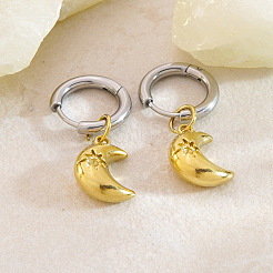 Boucles d'oreilles pendantes créoles en acier inoxydable 304 serties de micro-pavés de zirconiums cubiques pour femmes&nbsp;WGE2C14-04